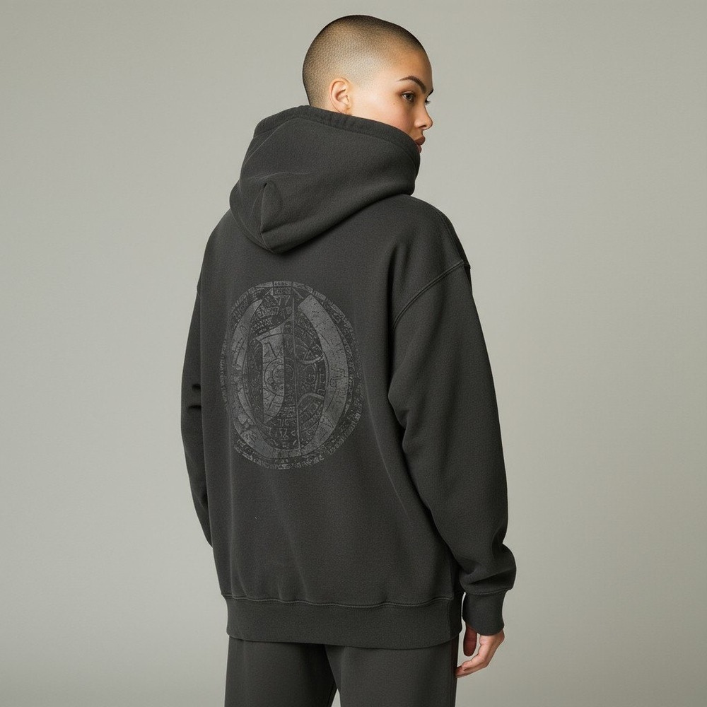 OPTX Full Zip Hoodie Black Graphic Print Mens Sweatshirt Pullover‎ Skater